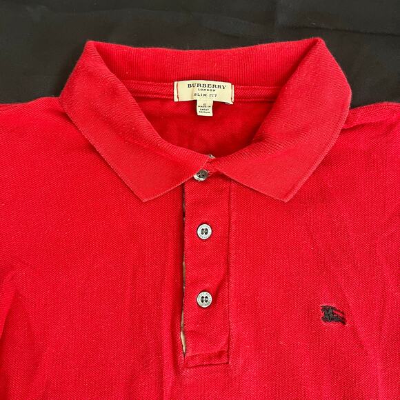 Burberry London Women’s Polo Shirt Small • Red Slim Fit Cotton Top - Picture 5 of 11